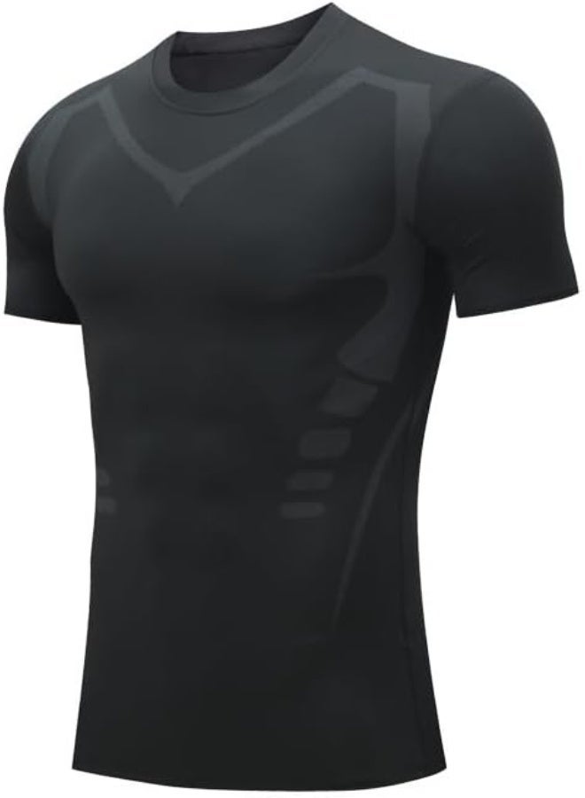 Men's Compression Shirt Short Sleeve Breathable Functional Fitness Compression T-Shirts Running - Image 1